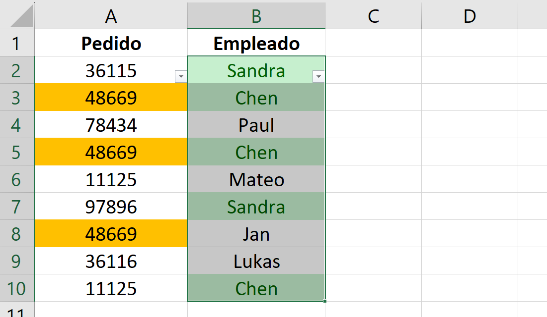 Celdas seleccionadas en Excel