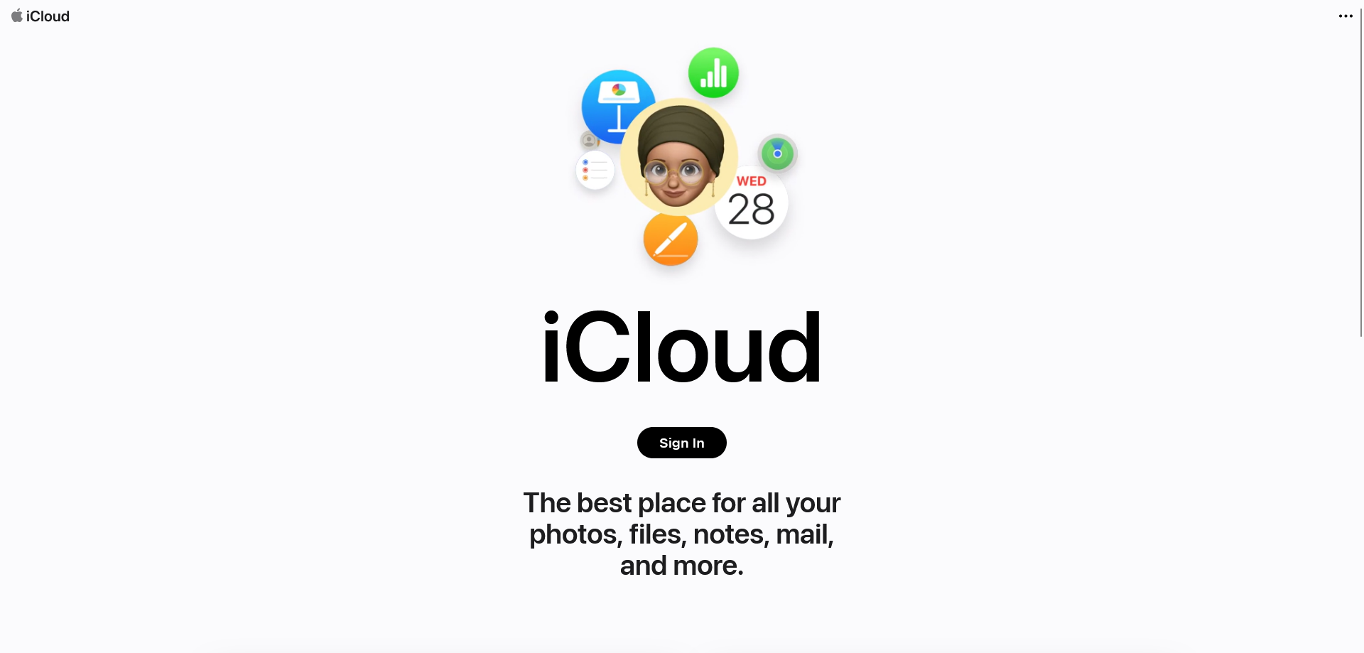 Página de inicio de sesión en iCloud