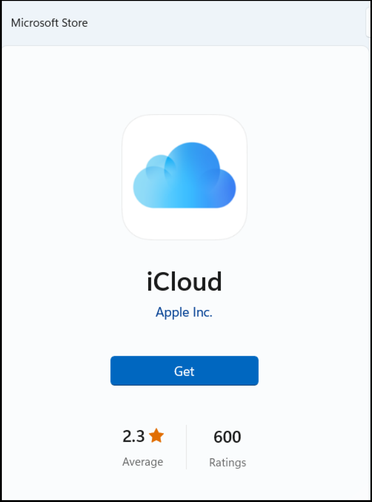 La aplicación de escritorio de iCloud en Microsoft Store