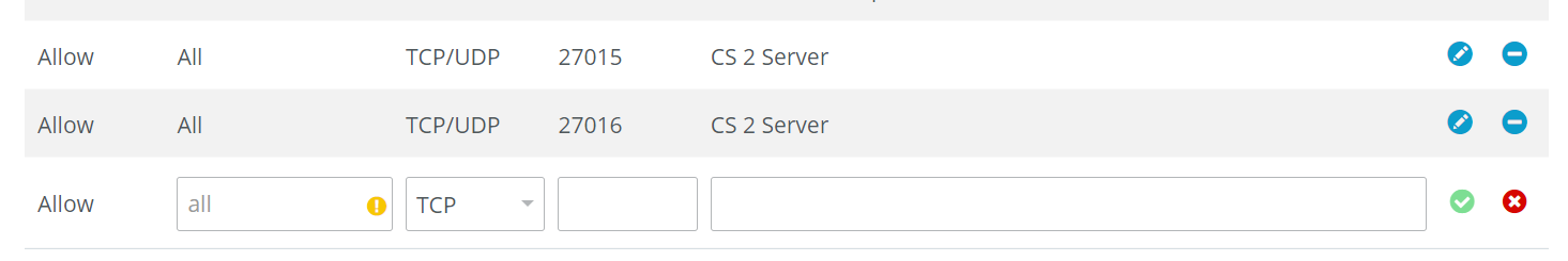 Cuenta de clientes IONOS: compartición de puertos del CS2 server