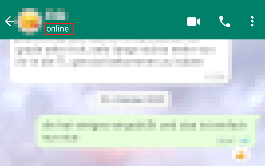 Captura de pantalla del estado en línea de un chat de WhatsApp