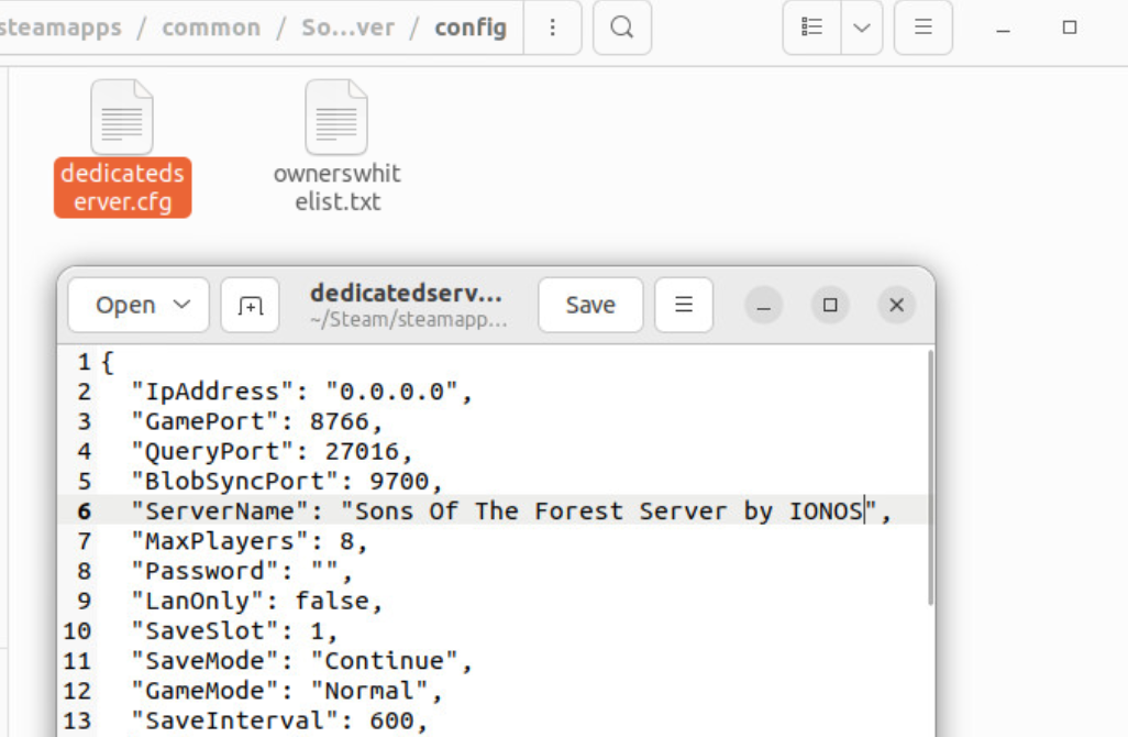 Configuración del servidor de Ubuntu Sons of the Forest