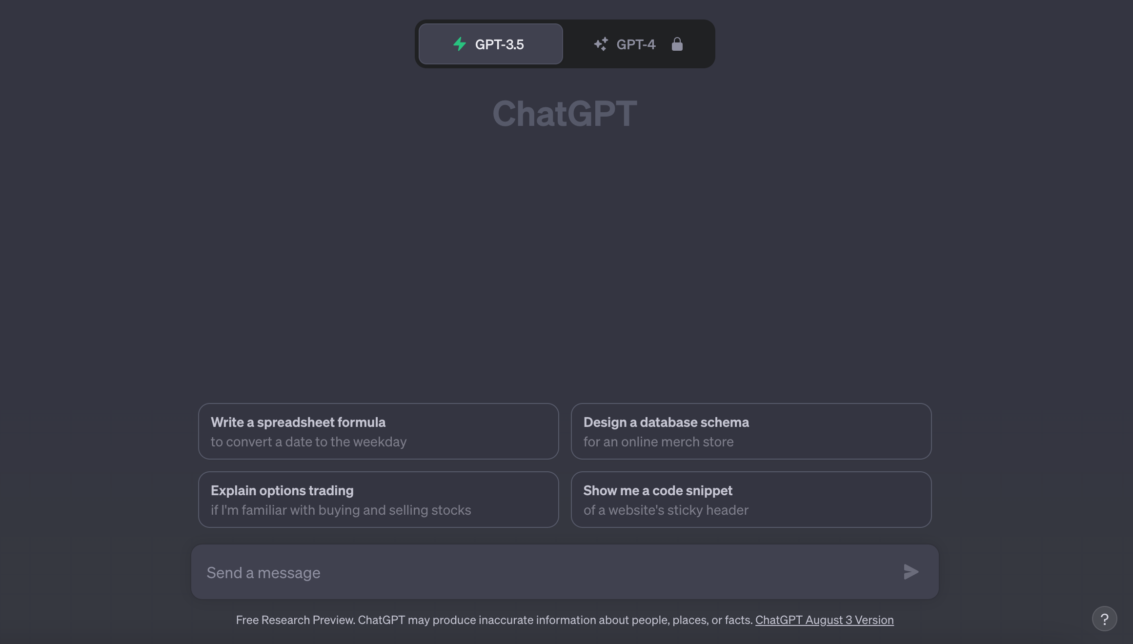 Captura de pantalla de la interfaz de usuario de ChatGPT