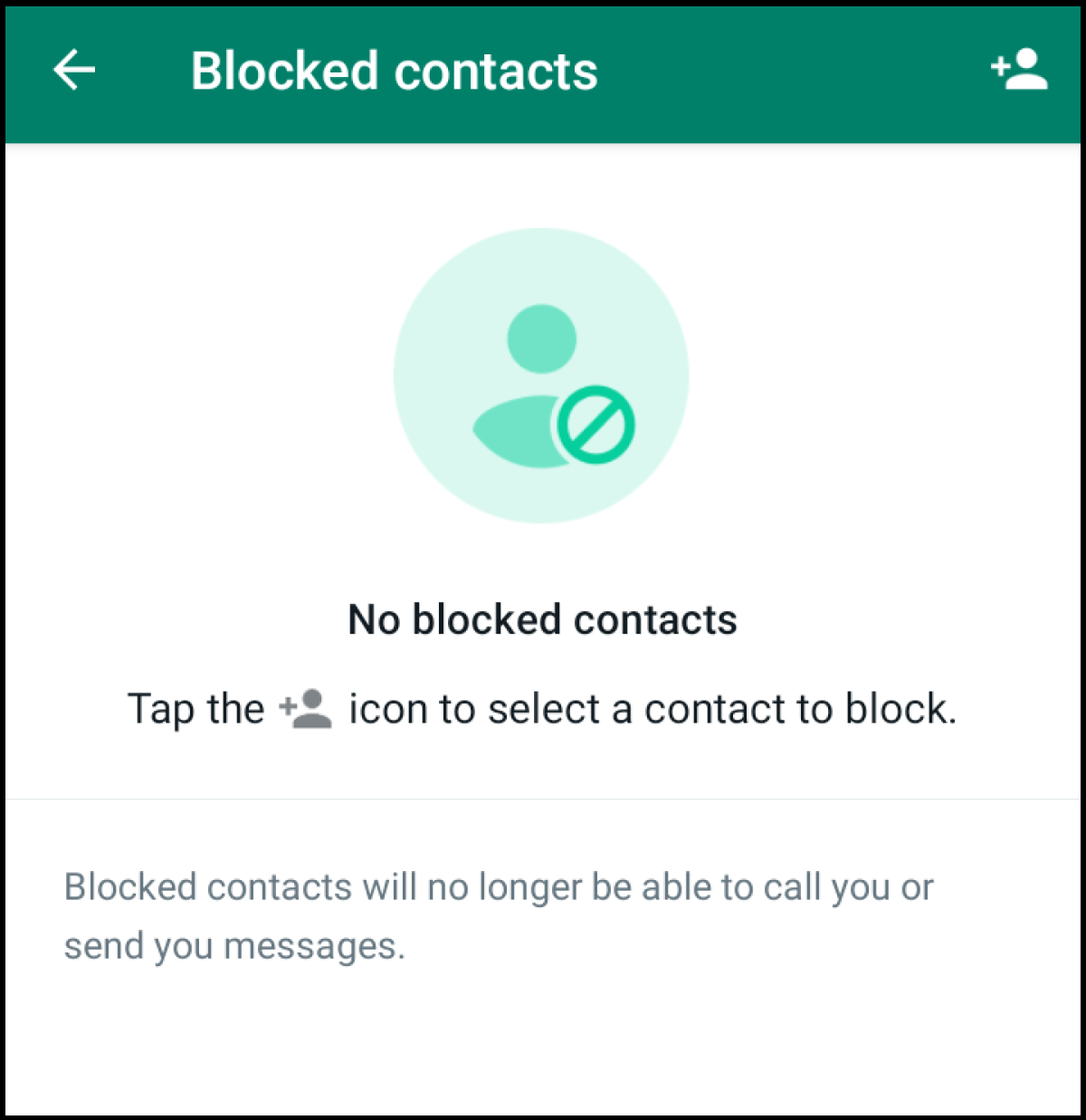 Menú de WhatsApp Contactos bloqueados