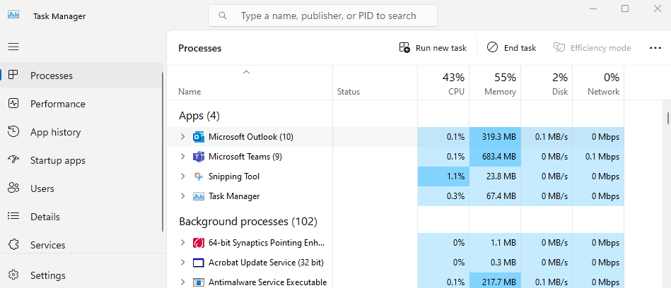 Finalizar el proceso Microsoft Outlook