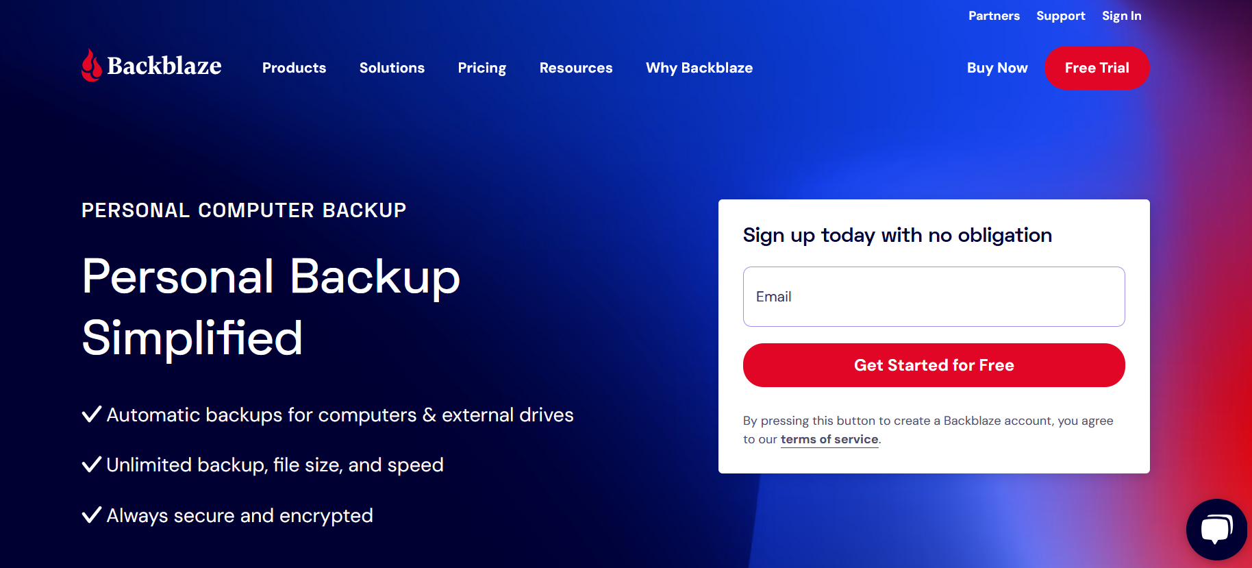 Captura de pantalla de la página oficial de Backblaze Imagen: Captura de pantalla de la página oficial de Backblaze