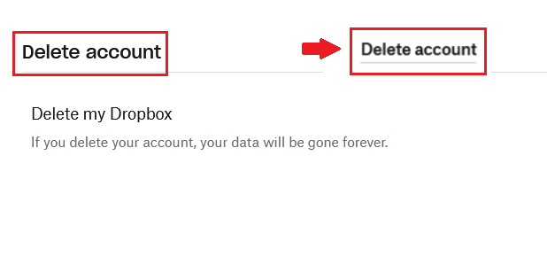 La opción “Eliminar cuenta“ de Dropbox Imagen: La opción “Eliminar cuenta“ de Dropbox
