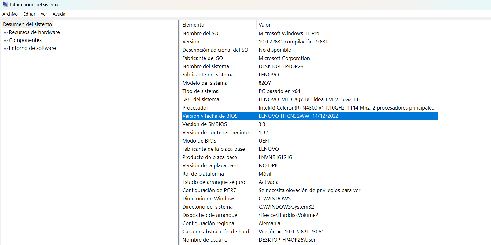 Información del sistema en Windows 11 Imagen: Información del sistema en Windows 11