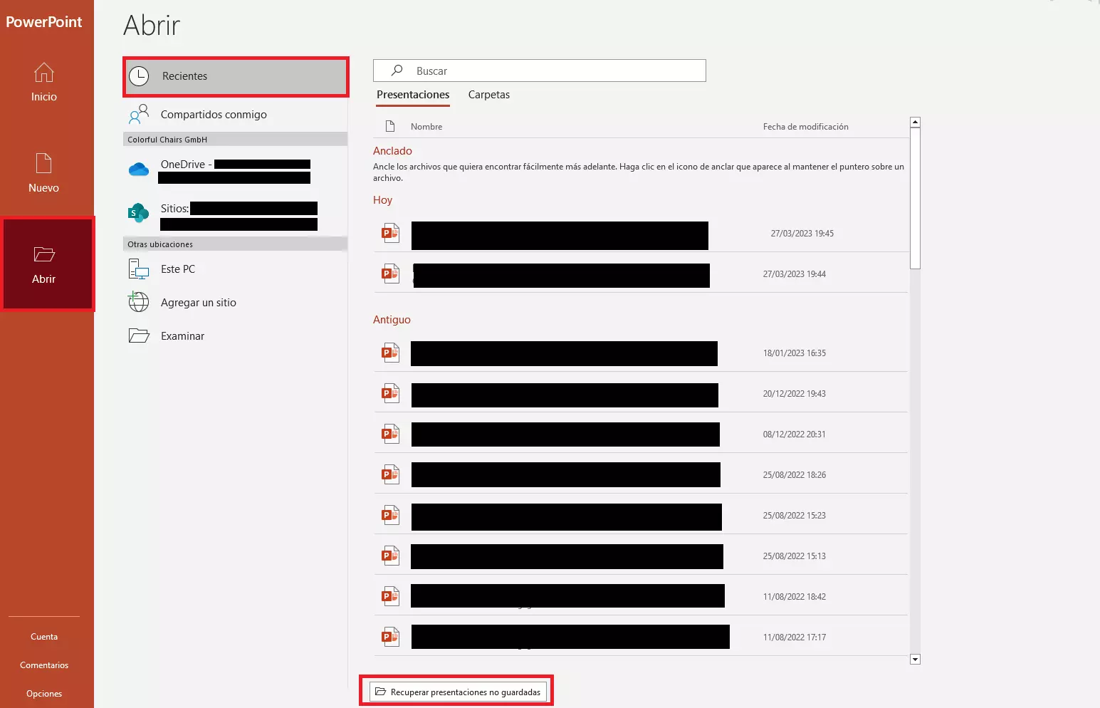 Recuperar archivo de PowerPoint Recuperar archivo de PowerPoint