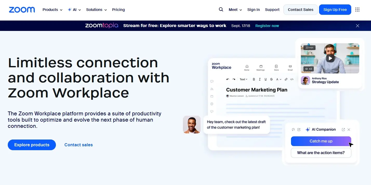 Página de inicio de Zoom Imagen: Página de inicio de Zoom