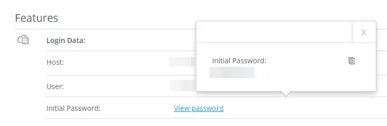 Imagen: Cuenta de cliente IONOS: datos de acceso al servidor