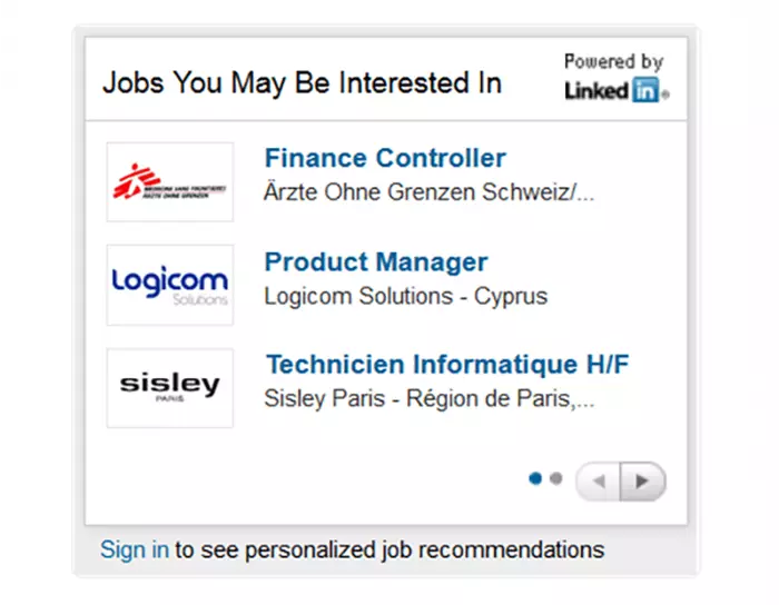 Imagen: El widget Jobs You Might Be Interested In de LinkedIn
