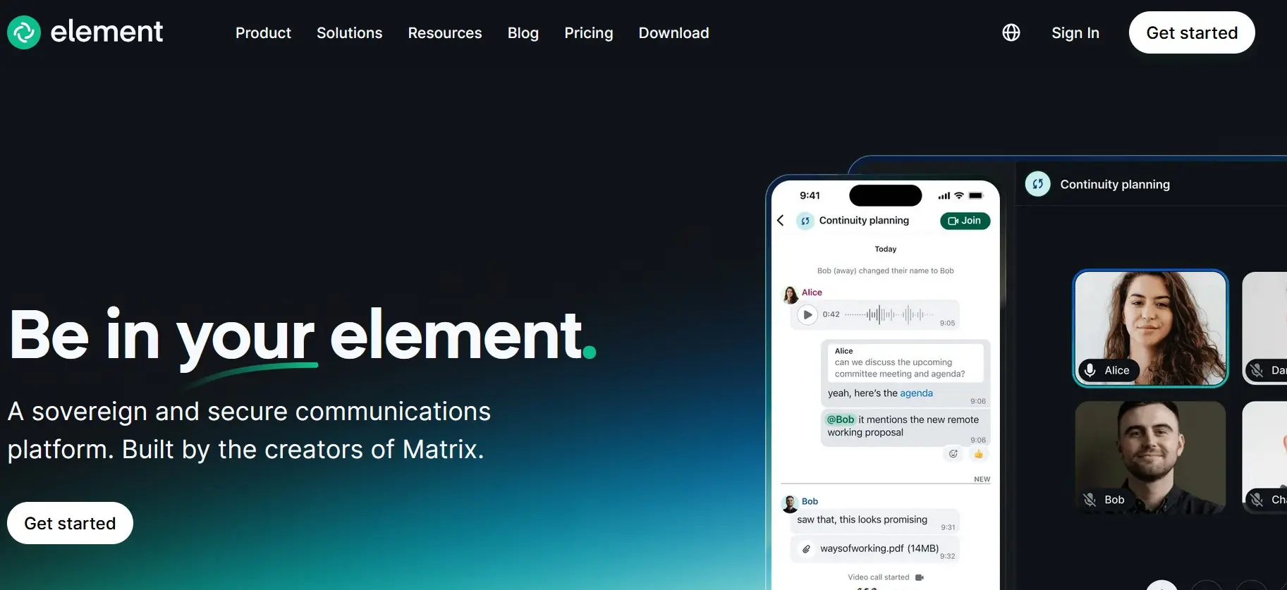 Página principal de Element Imagen: Página principal de Element