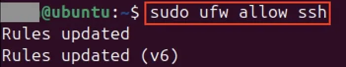 Imagen: Captura de pantalla del comando para actualizar la configuración del cortafuegos