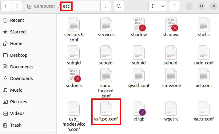 Imagen: Fragmento de los documentos disponibles en el directorio etc