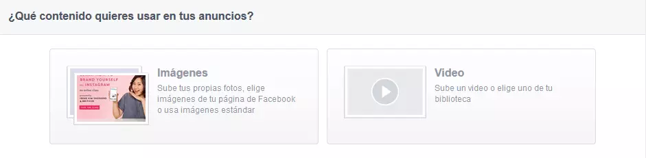 Imagen: Los anuncios de Facebook pueden contener imágenes y vídeos
