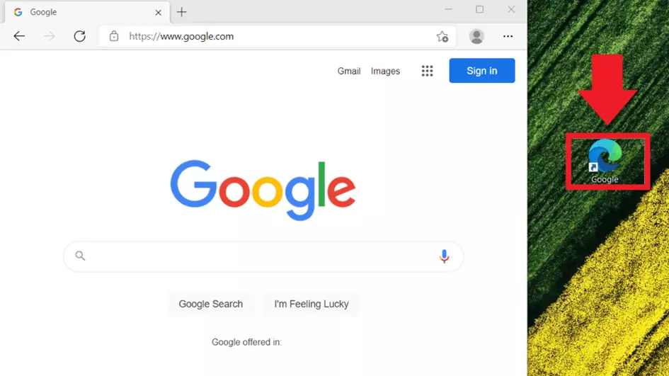 Acceso directo a una página web en el escritorio