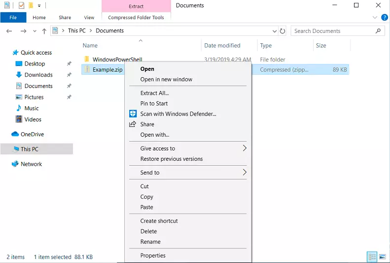 Imagen: Menú de contexto del gestor de archivos de Windows