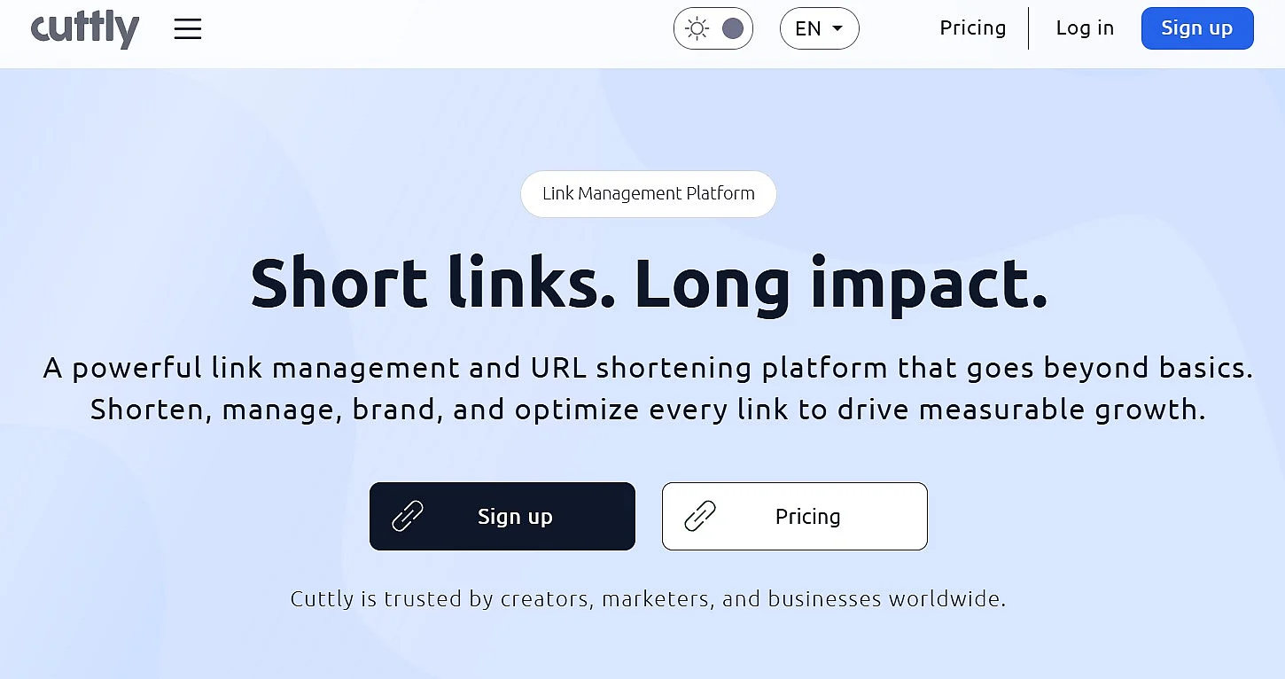 Imagen: Captura de pantalla del URL shortener Cuttly