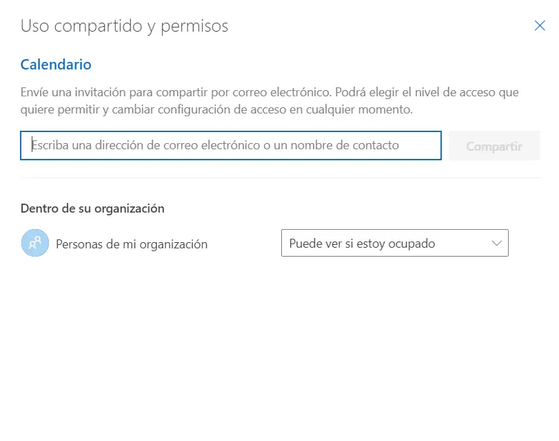 Outlook Web: Ajustes para compartir un calendario Imagen: Outlook Web: Ajustes para compartir un calendario