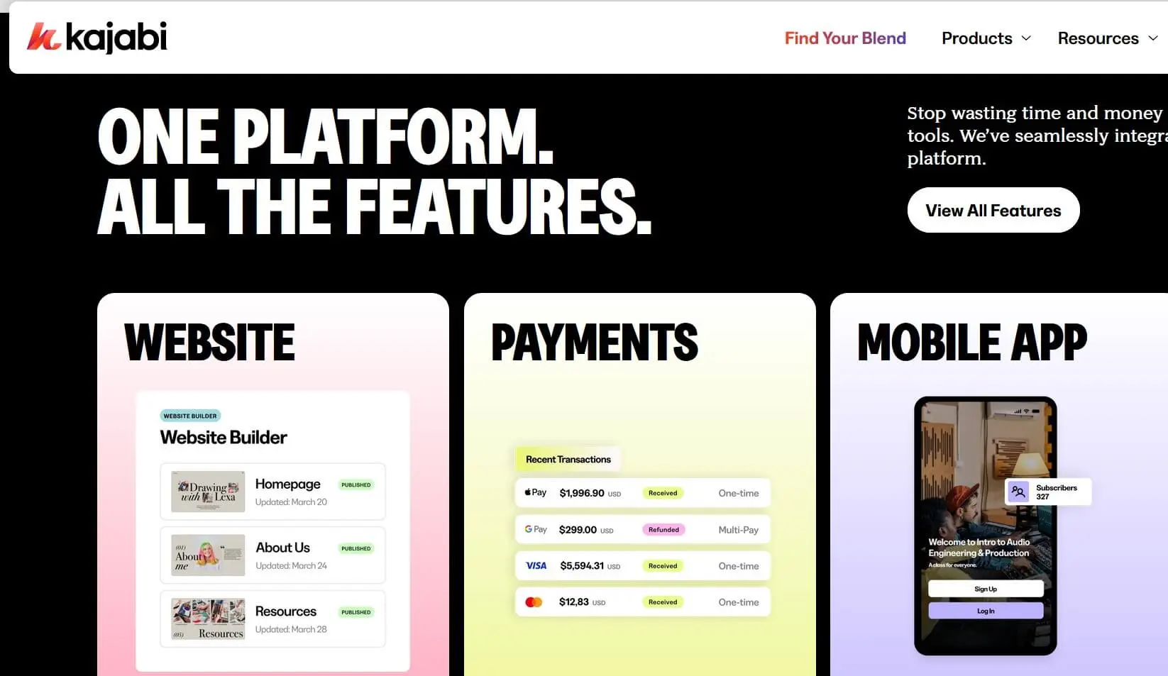 Captura de pantalla de la página web de la plataforma Kajabi Imagen: Captura de pantalla de la página web de la plataforma Kajabi