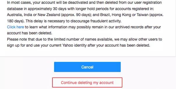 Condiciones de la eliminación de la cuenta de Yahoo Condiciones de la eliminación de la cuenta de Yahoo
