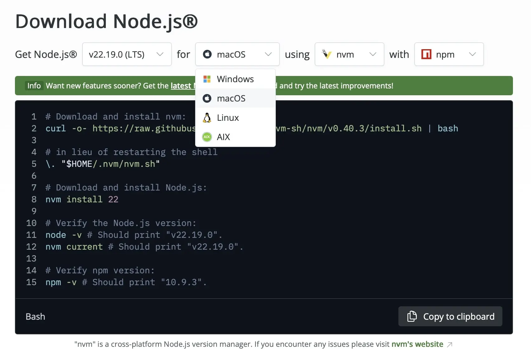 Imagen: Captura de pantalla de la p&aacute;gina web de Node.js