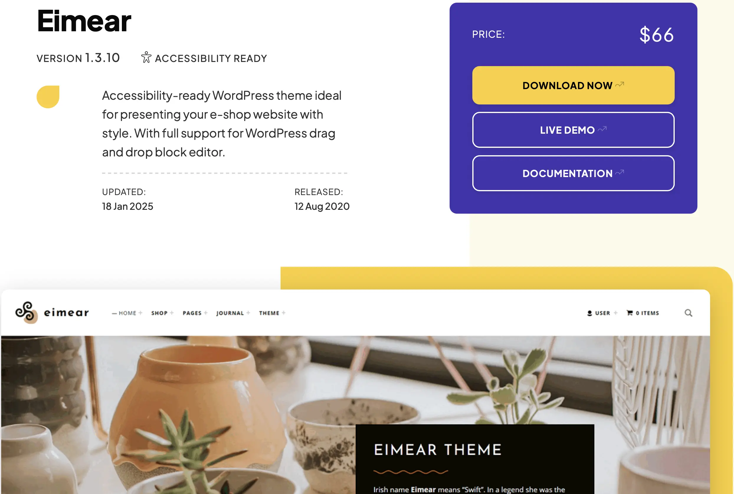 Plantilla Eimear de WordPress hecha por WebMan Design Imagen: Plantilla Eimear de WordPress hecha por WebMan Design