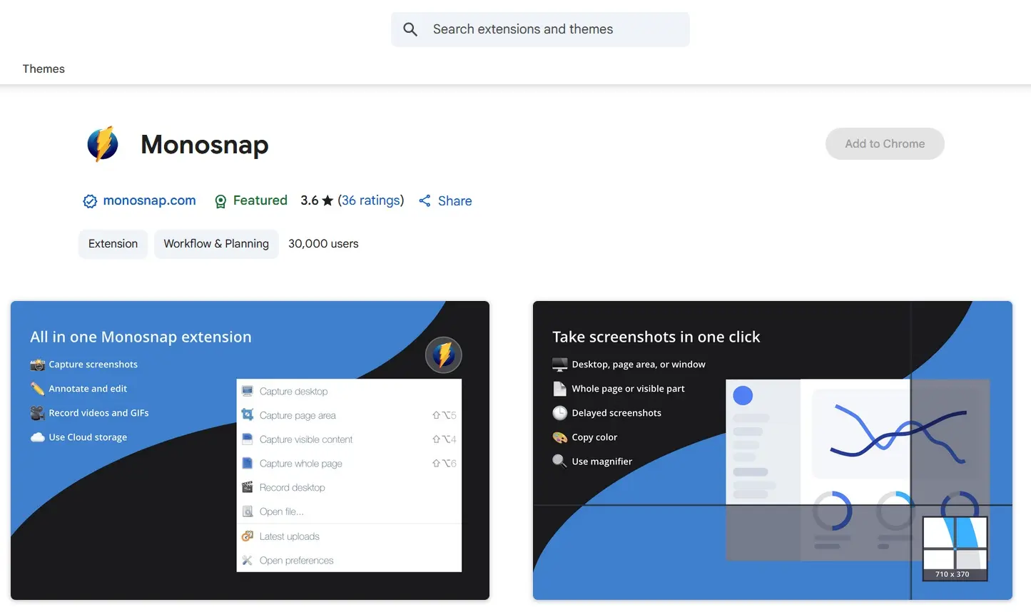 Extensión de Chrome para hacer capturas de pantalla Monosnap Imagen: Extensión de Chrome para hacer capturas de pantalla Monosnap