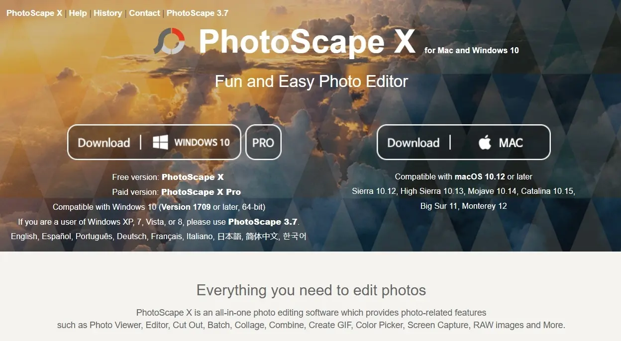 Descarga de PhotoScape X y PhotoScape X Pro en la página web Imagen: Descarga de PhotoScape X y PhotoScape X Pro en la página web
