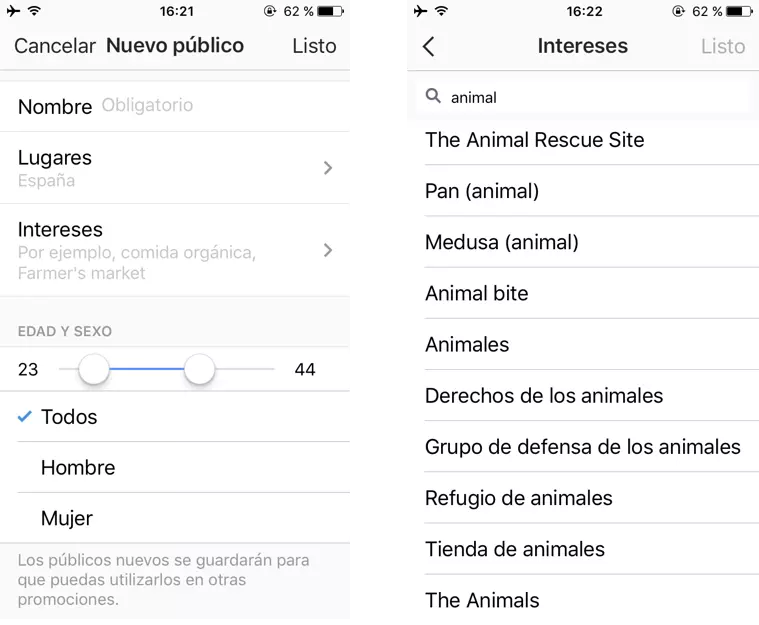 Selección del público objetivo con el administrador de anuncios de Instagram