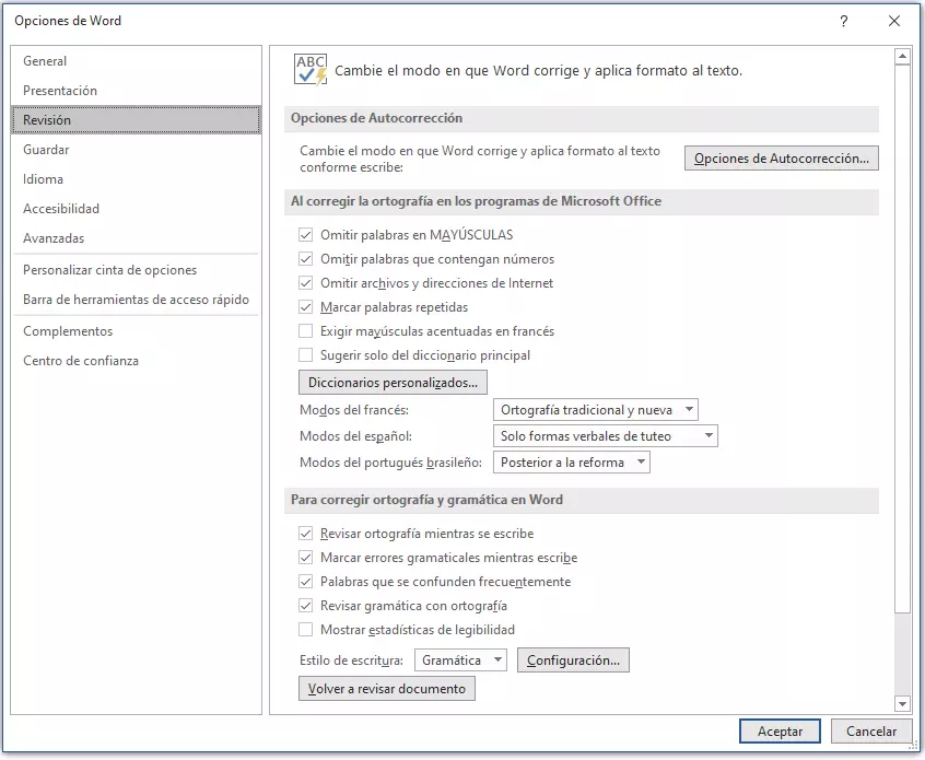 Activar el corrector ortográfico