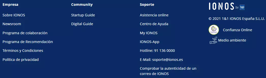 Imagen: Menú inferior con enlaces a páginas clave de funciones (izquierda)