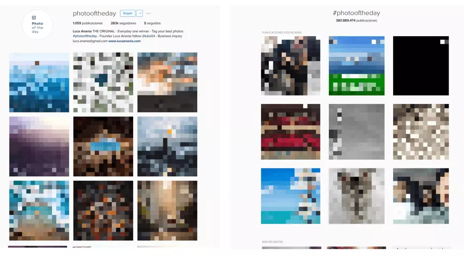 Captura de pantalla del perfil Photooftheday en la versión de escritorio de Instagram