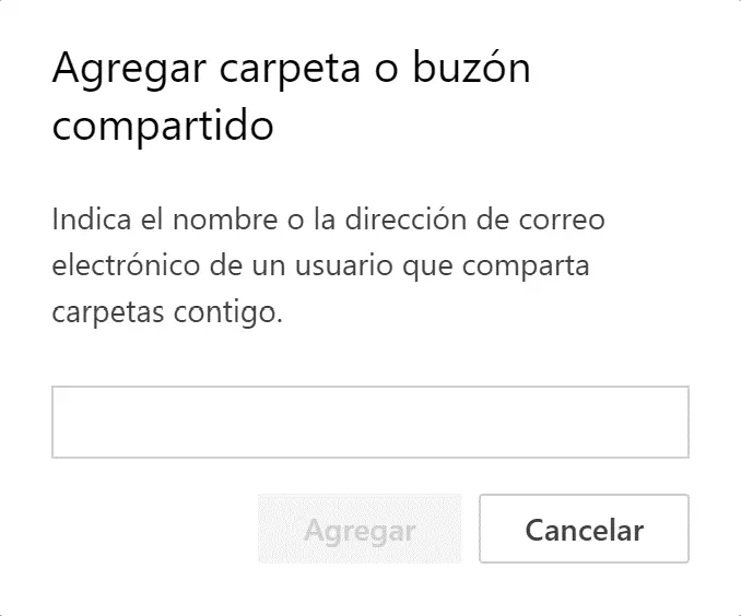 Outlook versión web: “Agregar carpeta compartida” Imagen: Outlook versión web: “Agregar carpeta compartida”