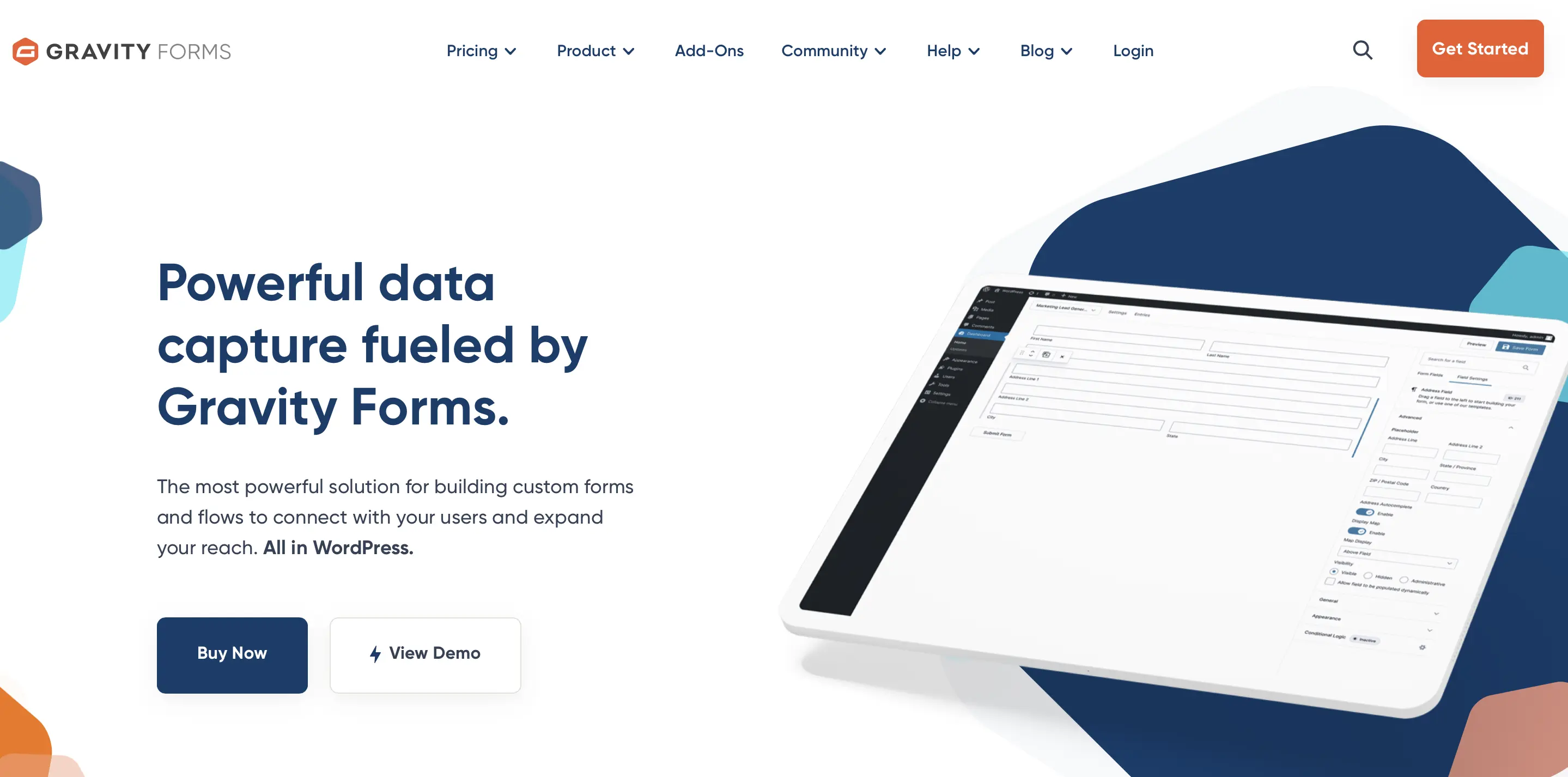 Imagen: Captura de pantalla de la página web del plugin de formulario de contacto de WordPress Gravity Forms