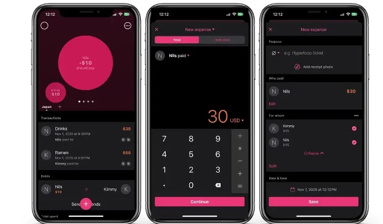 Captura de pantalla de la app de Settle Up: grupo, participantes y saldar deudas Imagen: Captura de pantalla de la app de Settle Up: grupo, participantes y saldar deudas