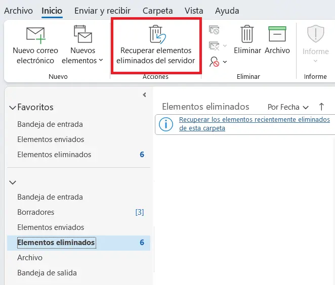 Recuperar correos eliminados de Outlook Imagen: Recuperar correos eliminados de Outlook