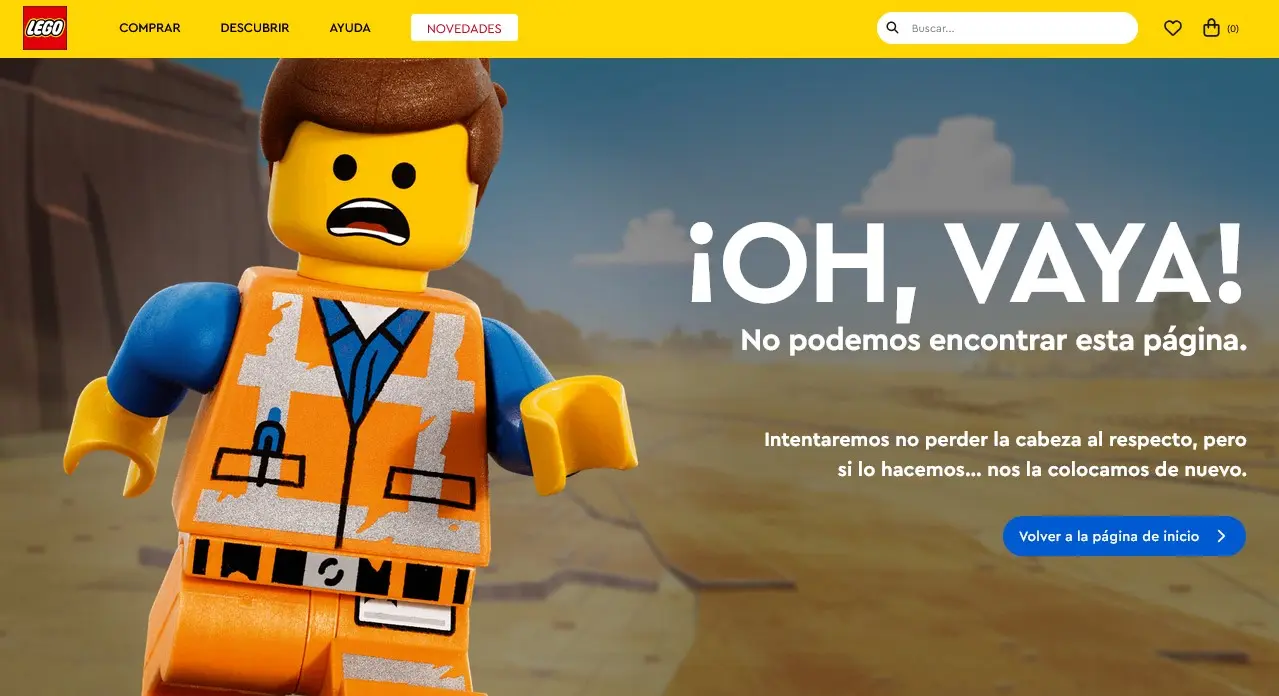 Imagen: Imagen: Página 404 graciosa de la página web de Lego