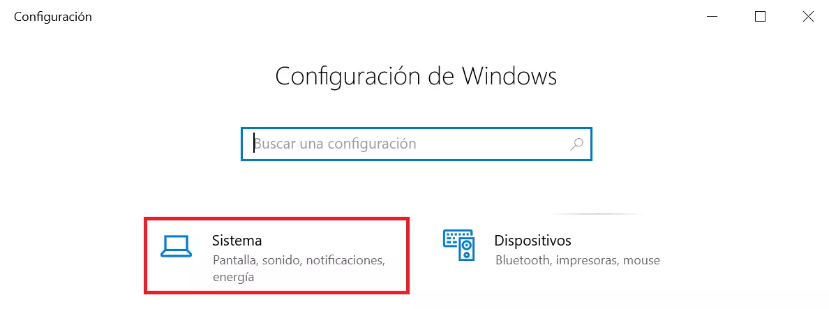 Imagen: Windows 10: abrir la configuración del sistema.