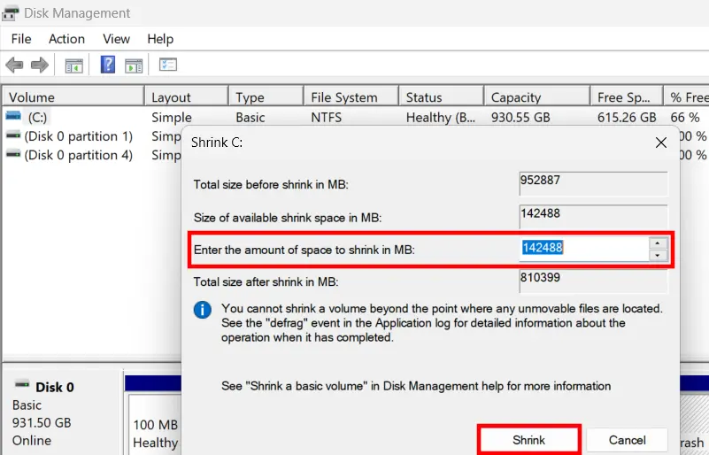 Administración de discos de Windows 11 Imagen: Administración de discos de Windows 11