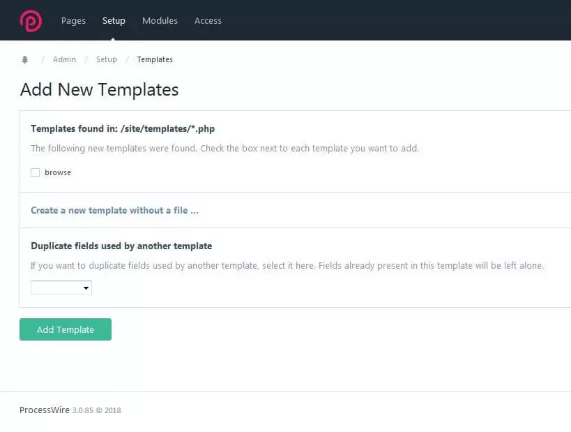 Imagen: Opción de menú “Add New Templates”