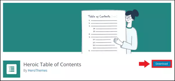 Página de descarga del plugin “Heroic Table of Contents”