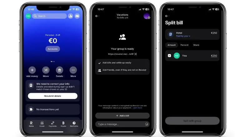 Captura de pantalla de la app de Revolut Imagen: Captura de pantalla de la app de Revolut