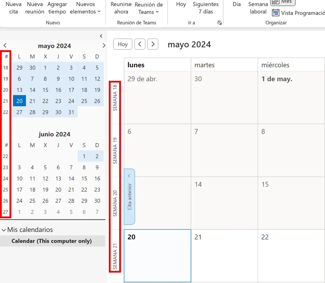 Imagen: Outlook: configuración de calendario