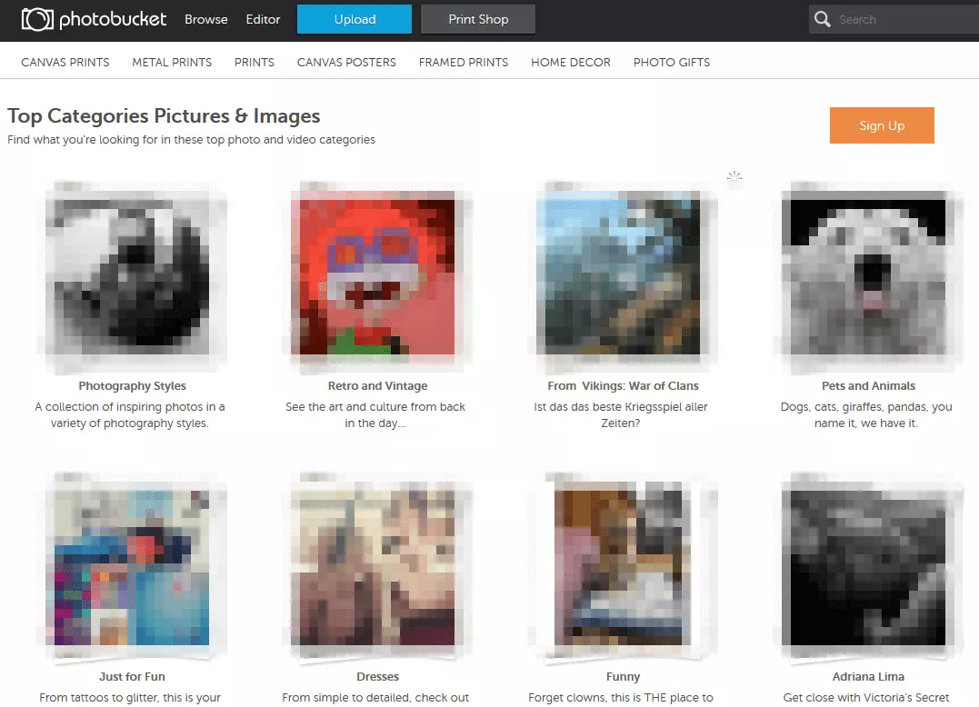 Imagen: Captura de pantalla de la página de Photobucket