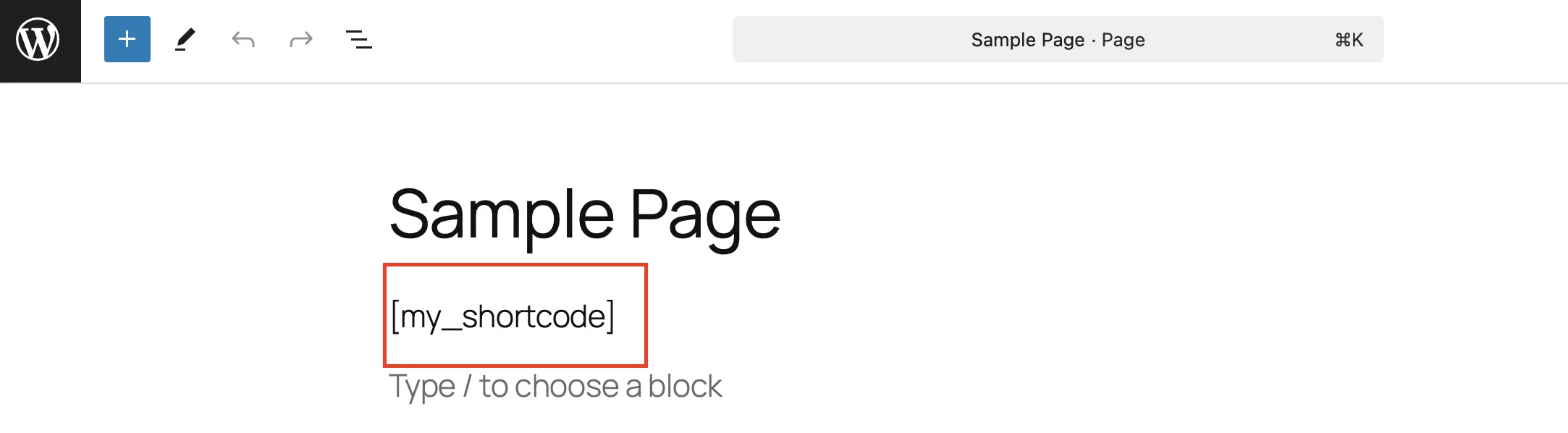 Imagen: Editar página de WordPress: insertar shortcode