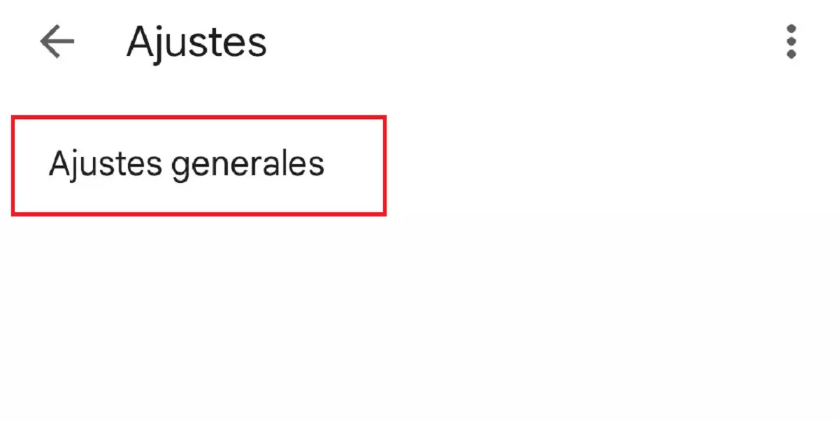 Imagen: “Ajustes generales” en el menú de “Ajustes”