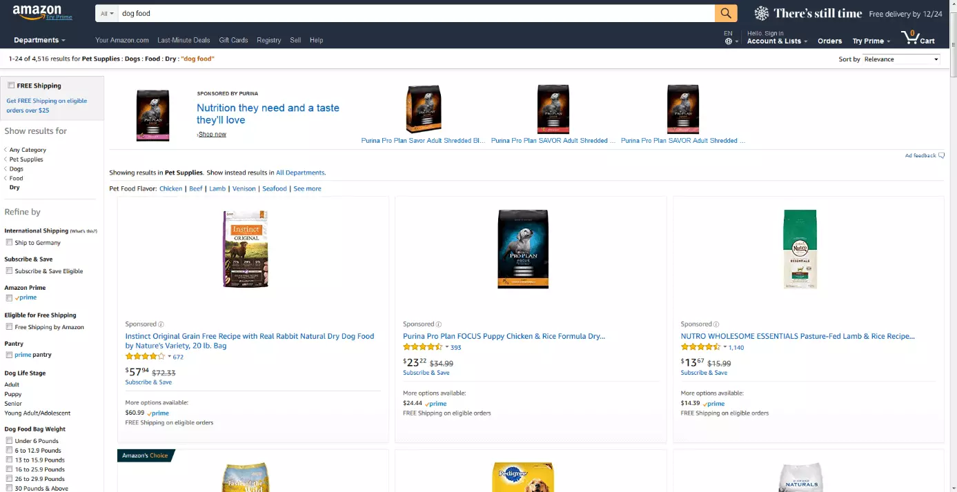 Imagen: Resultados de búsqueda patrocinados en Amazon.com
