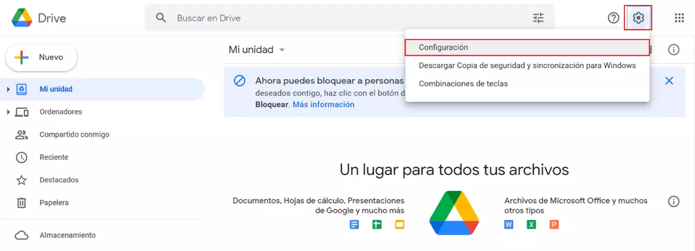 Imagen: Configuración en el menú rápido de Chrome